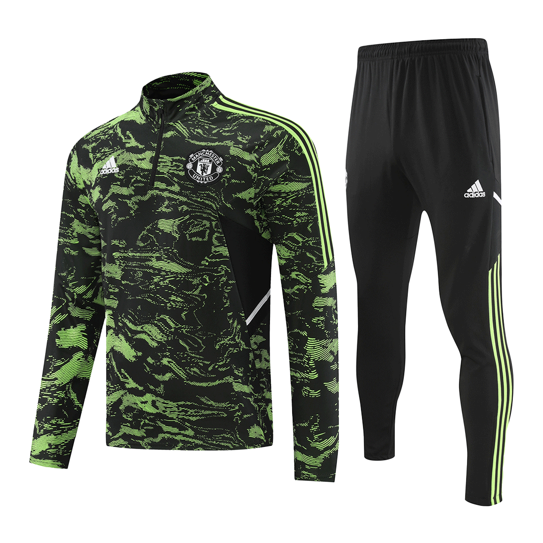 Manchester United Zipper Sweatshirt Kit(Top+Pants) Green 2022/23