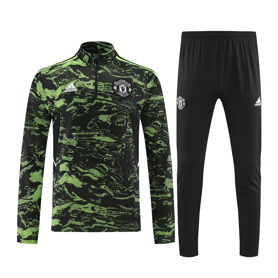 Manchester United Zipper Sweatshirt Kit(Top+Pants) Green 2022/23