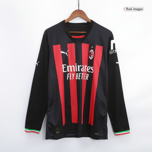 AC Milan Soccer Jersey Long Sleeve Home Replica 2022/23