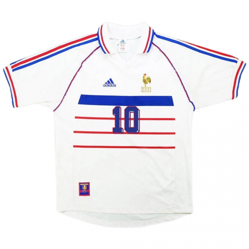 Zidane #10 Retro France Away Jersey World Cup 1998