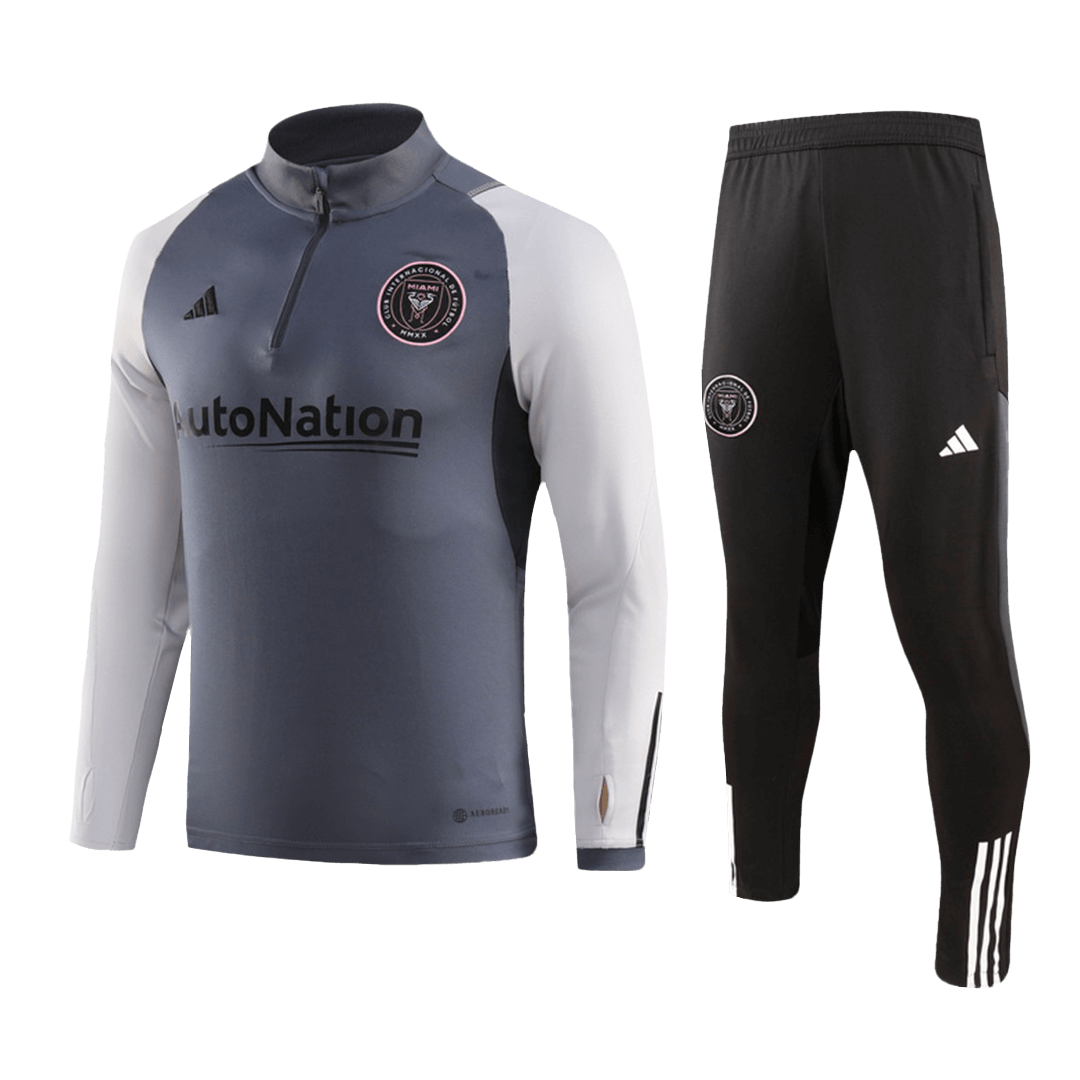 Kids Inter Miami CF Zipper Sweatshirt Kit(Top+Pants) Gray 2023/24