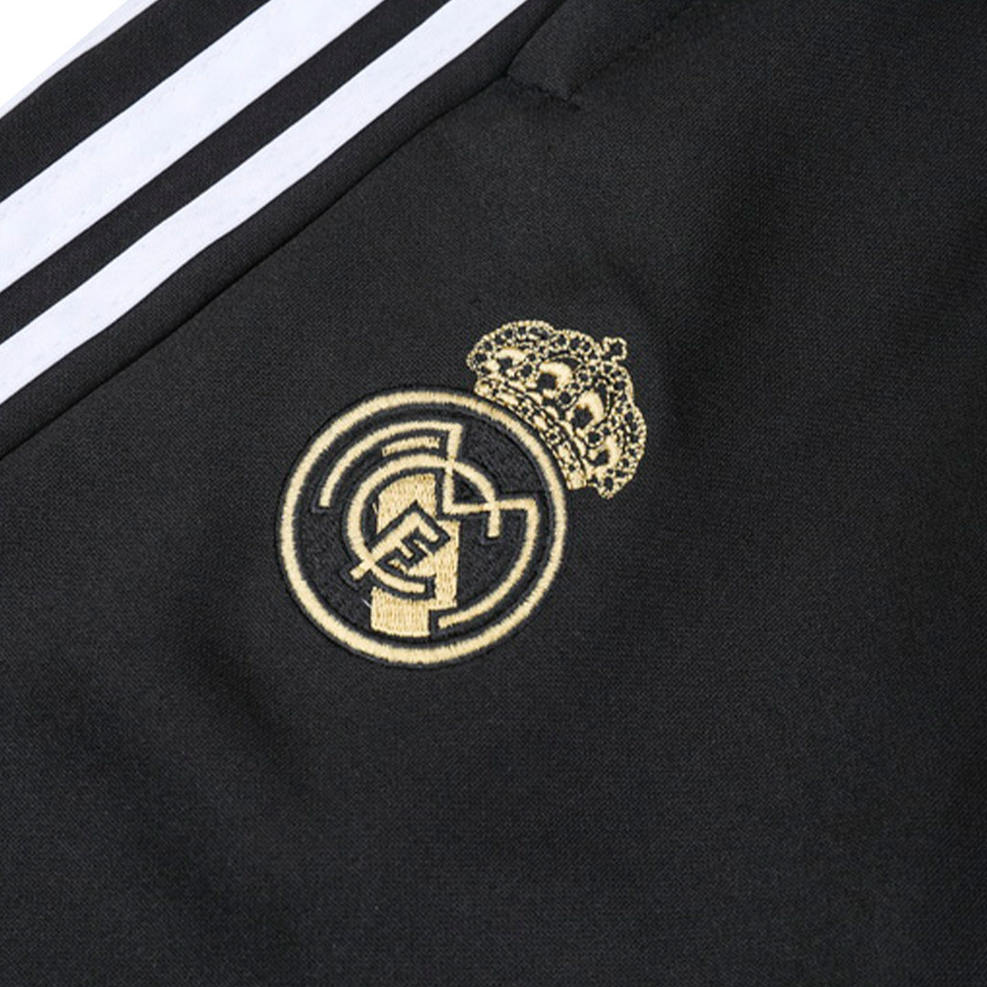 Kids Real Madrid Zipper Sweatshirt Kit(Top+Pants) Black 2023/24