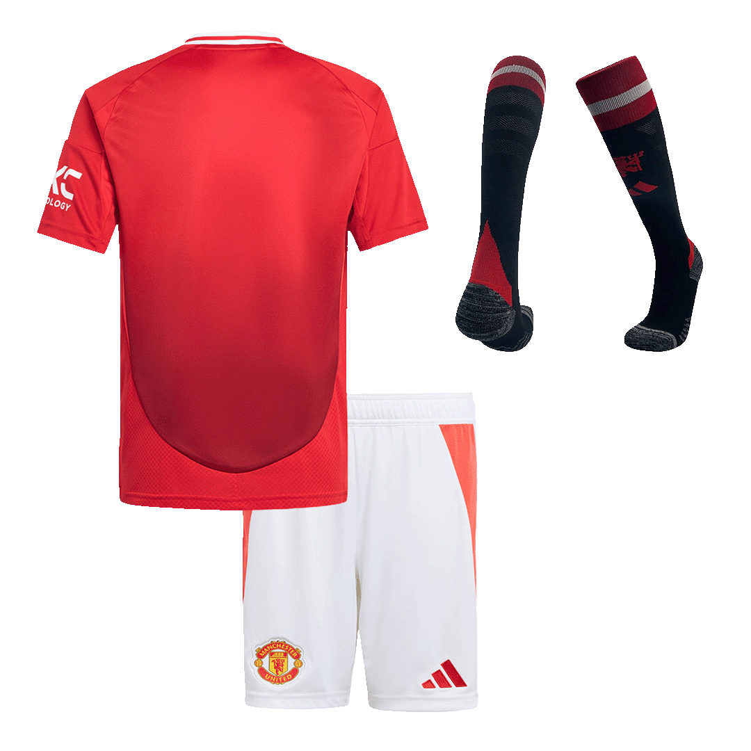 Kids Manchester United Home Full Kit(Jersey+Shorts+Socks) 2024/25 - minejerseys