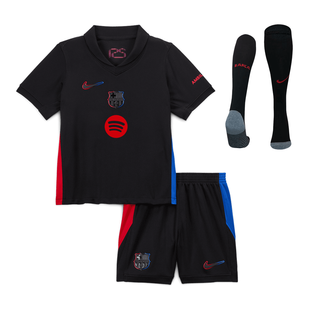 Kids Barcelona Away Spotify Logo Without Text Full Kit 2024/25 - minejerseys