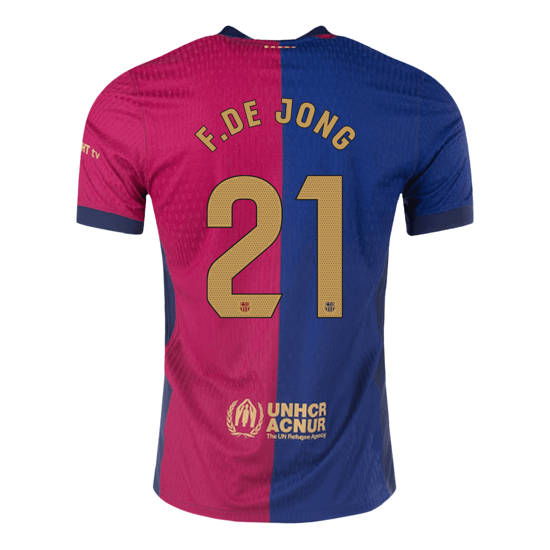 F.DE JONG #21 Barcelona Home Spotify Logo Without Text Match Jersey 2024/25 - minejerseys