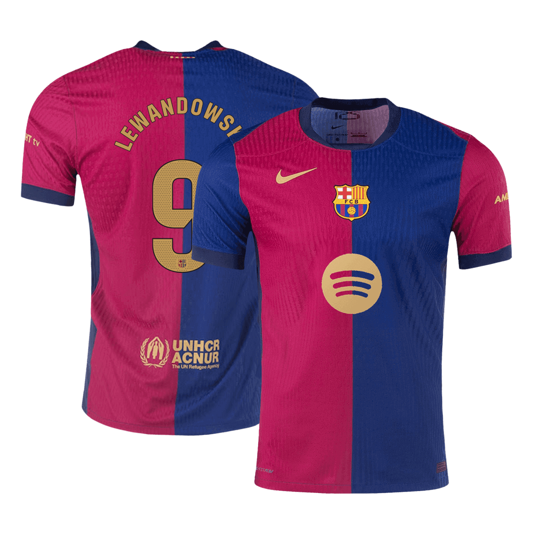 LEWANDOWSKI #9 Barcelona Home Spotify Logo Without Text Match Jersey 2024/25 - minejerseys