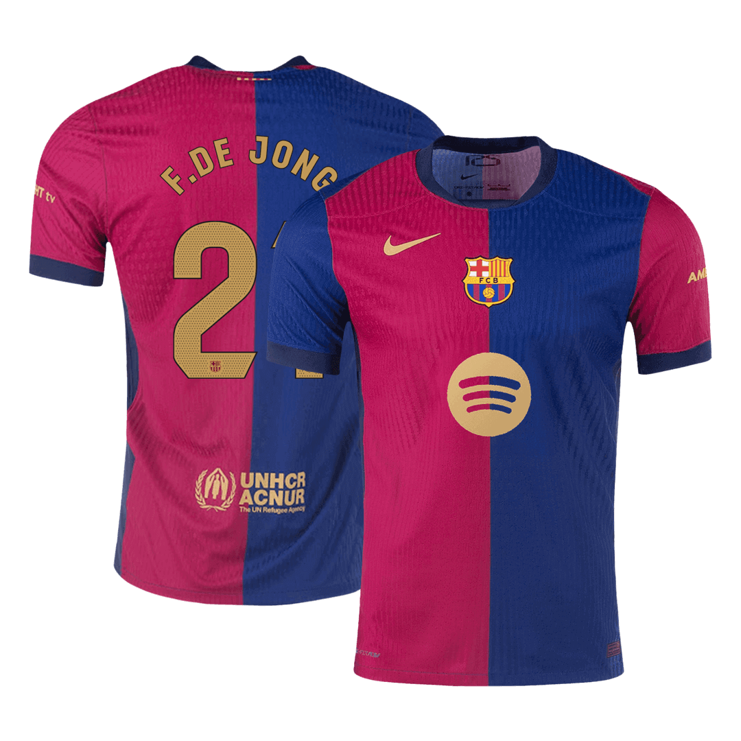 F.DE JONG #21 Barcelona Home Spotify Logo Without Text Match Jersey 2024/25 - minejerseys