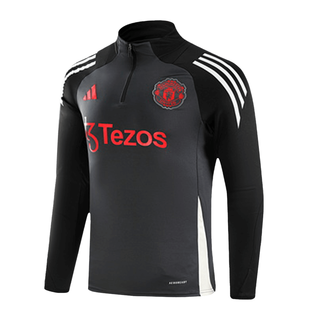 Manchester United 1/2 Zipper Sweat Kit(Top+Pants) Black 2024/25 - minejerseys