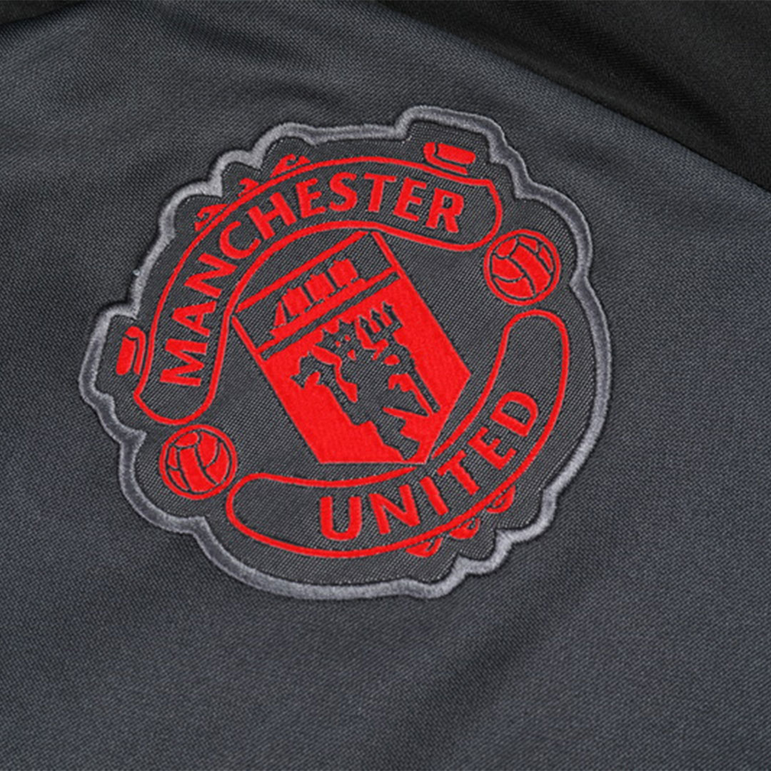 Manchester United 1/2 Zipper Sweat Kit(Top+Pants) Black 2024/25 - minejerseys