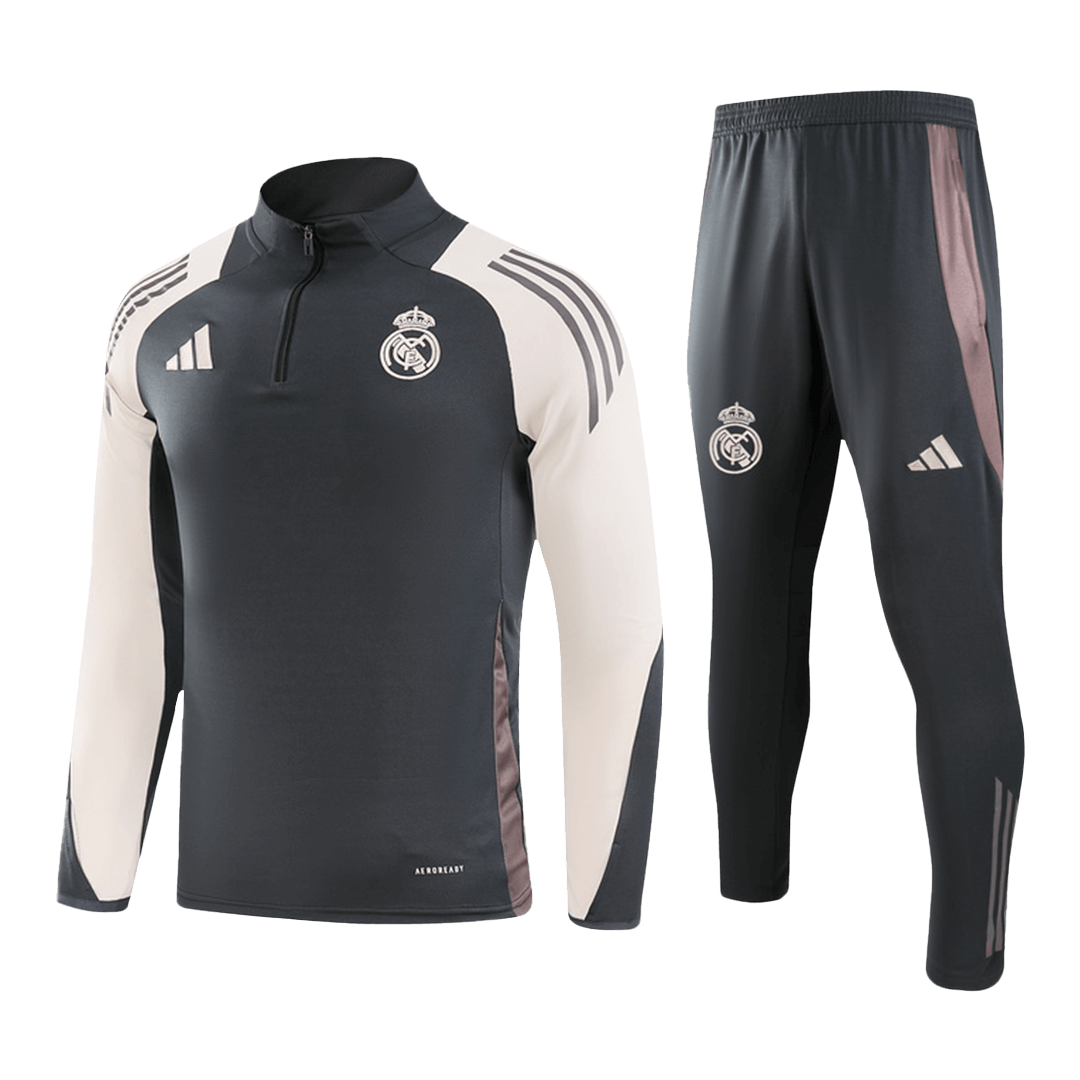 Kids Real Madrid Zipper Sweat Kit(Top+Pants) 2024/25 - minejerseys