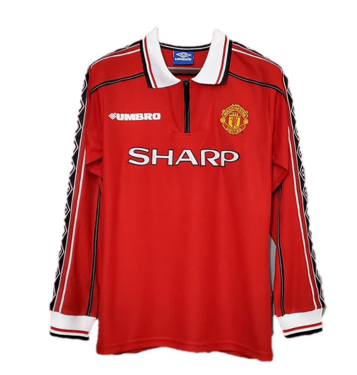 Beckham #7 Retro Manchester United Home Sleeve Sleeve Jersey 1998/00 - minejerseys