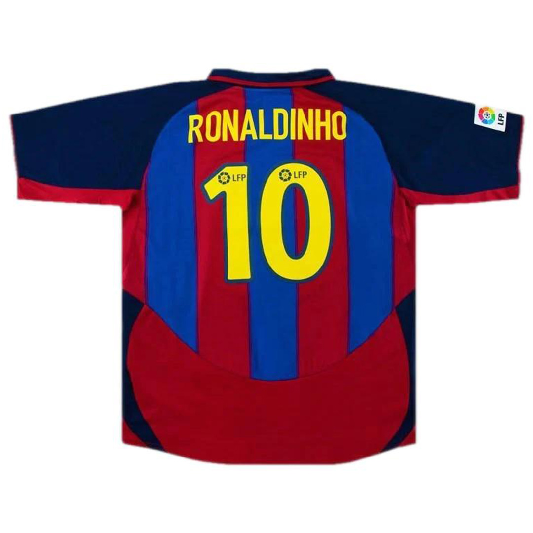 Ronaldinho #10 Retro Barcelona Home Jersey 2003/04 - minejerseys
