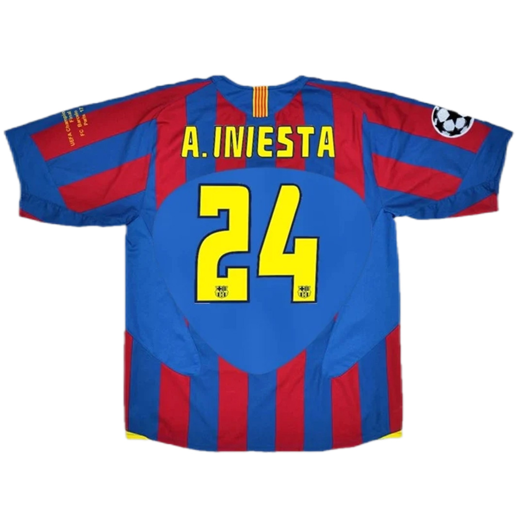 A.Iniesta #24 Retro Barcelona UCL Final Home Jersey 2005/06 - minejerseys