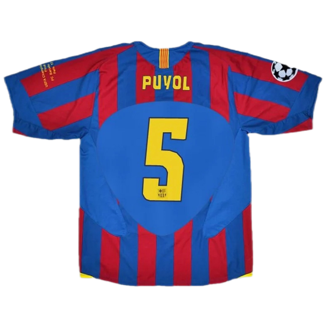 Puyol #5 Retro Barcelona UCL Final Home Jersey 2005/06 - minejerseys