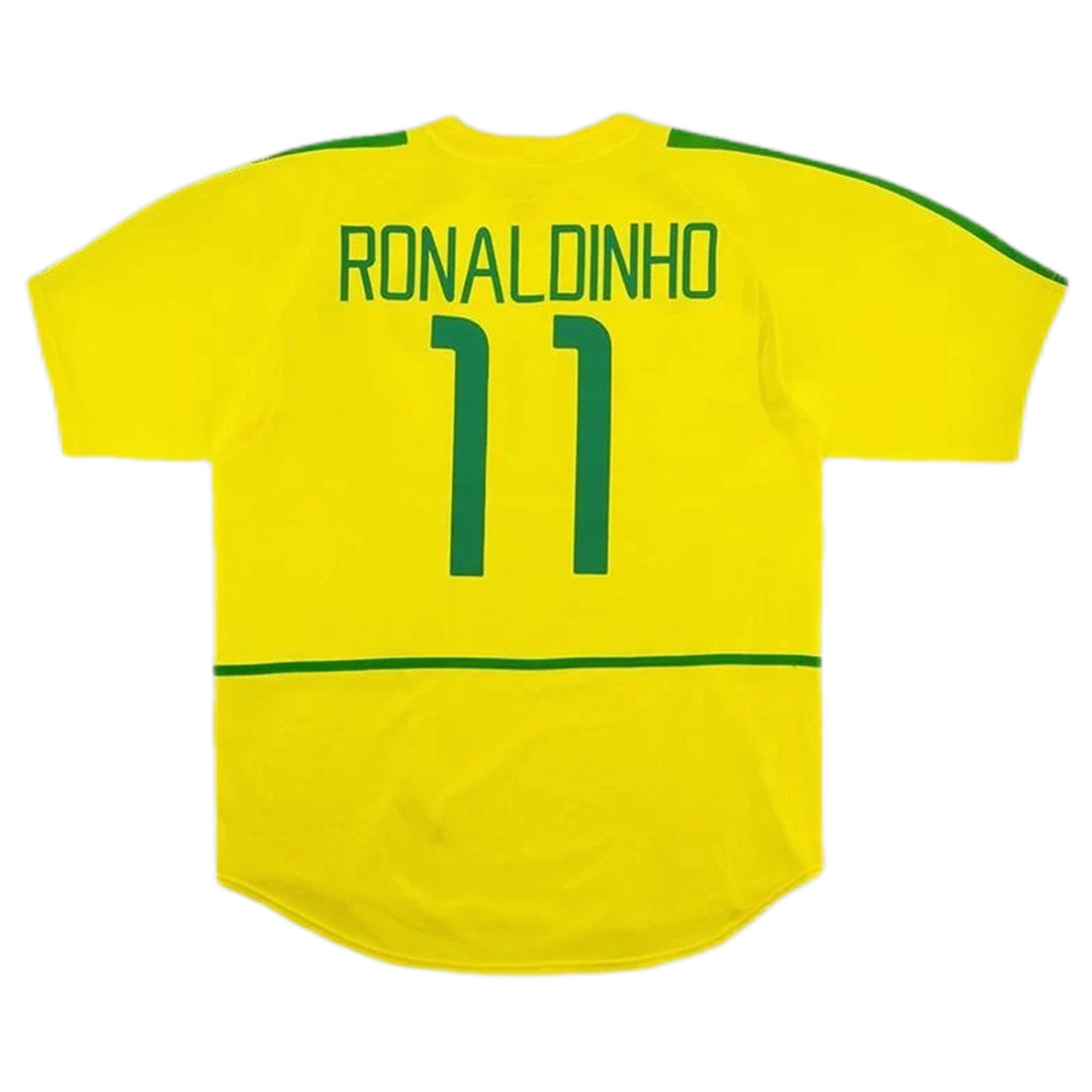 Ronaldinho #11 Retro Brazil Home Jersey World Cup 2002 - minejerseys