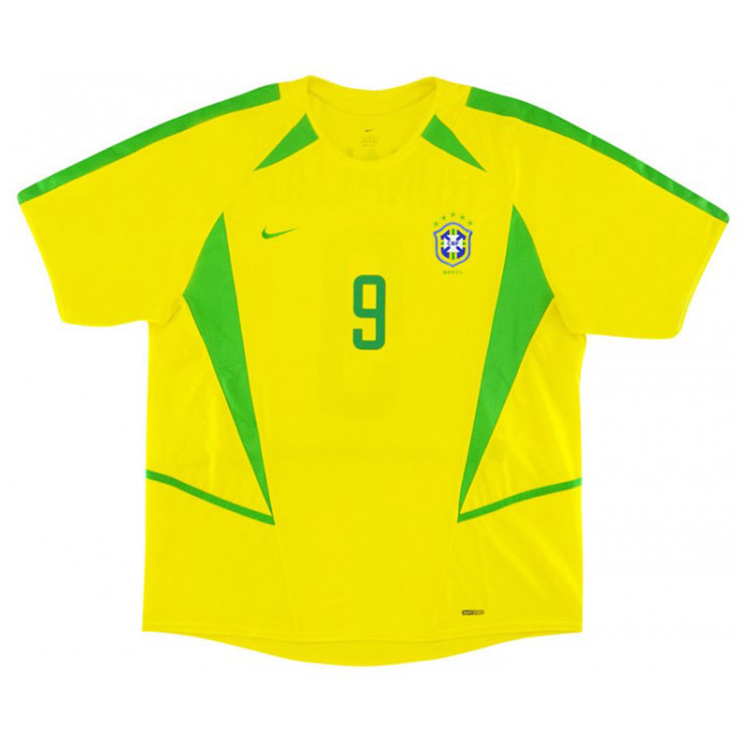 Ronaldo #9 Retro Brazil Home Jersey World Cup 2002 - minejerseys
