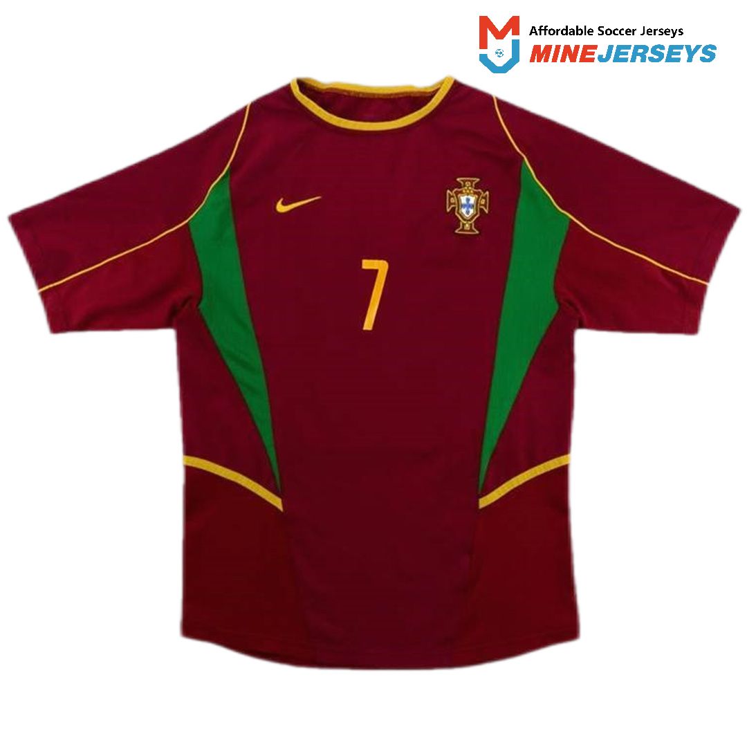 Figo #7 Retro Portugal Home Jersey World Cup 2002 - minejerseys