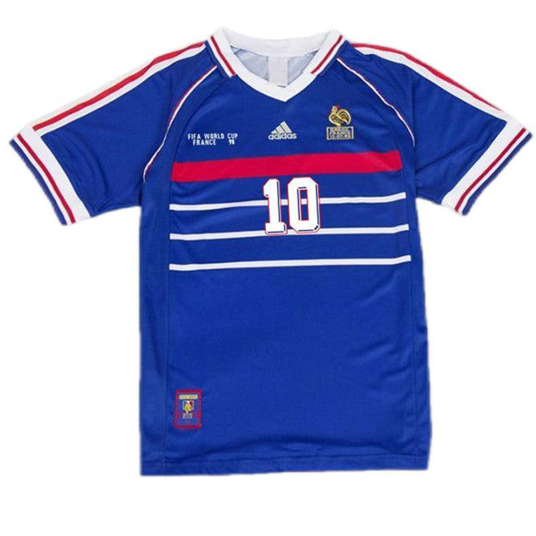 Zidane #10 Retro France Home Jersey World Cup 1998 - minejerseys