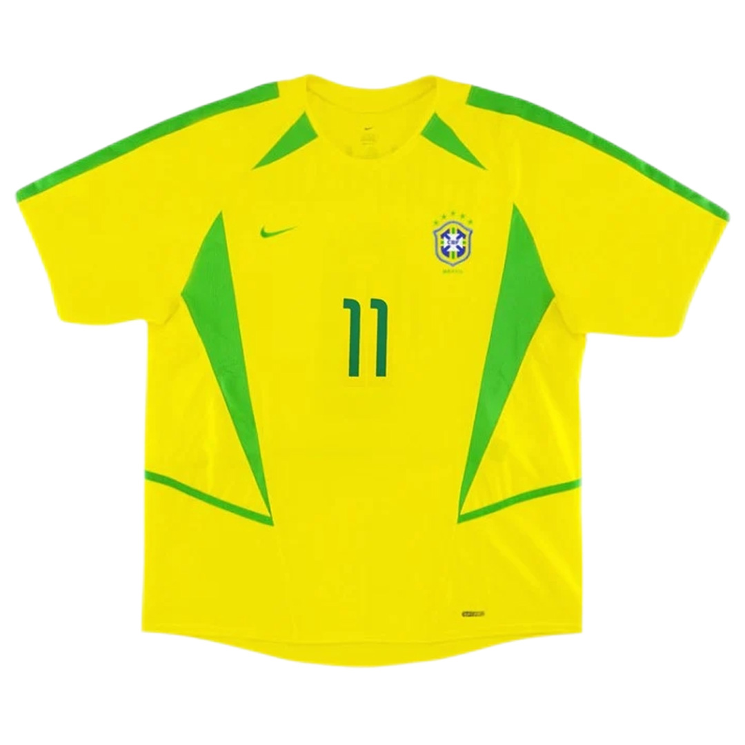 Ronaldinho #11 Retro Brazil Home Jersey World Cup 2002 - minejerseys
