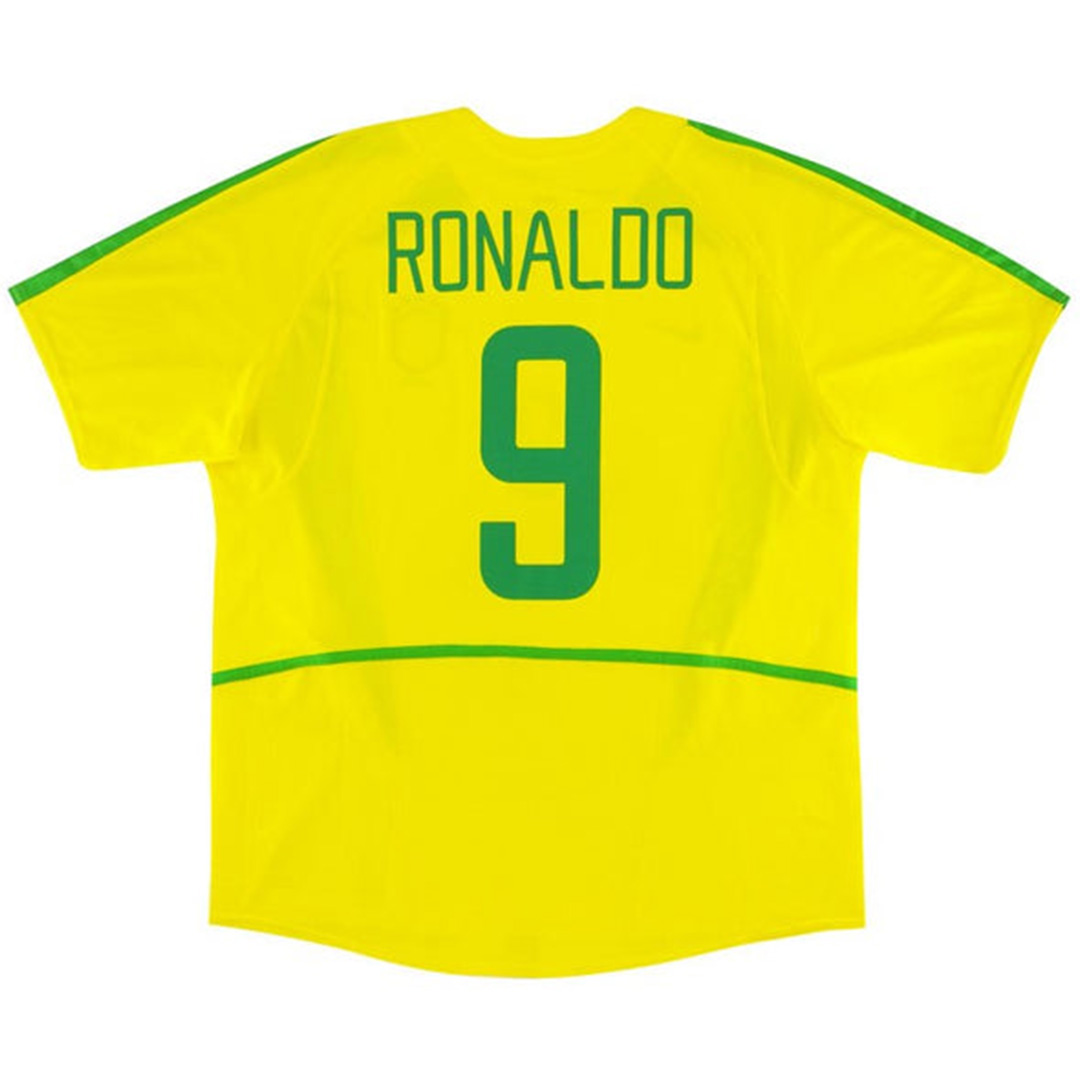 Ronaldo #9 Retro Brazil Home Jersey World Cup 2002 - minejerseys