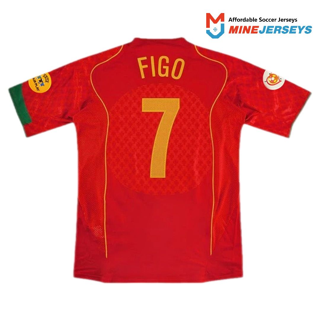 Figo #7 Retro Portugal Home Jersey Euro 2004 - minejerseys