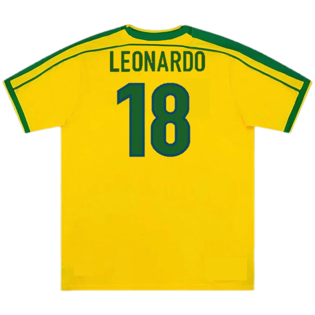 LEONARDO #18 Retro Brazil Home Jersey World Cup 1998 - minejerseys