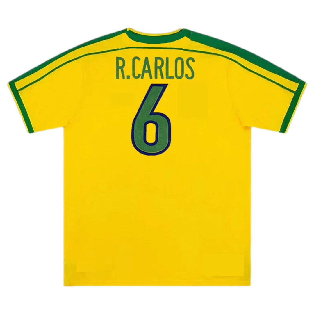 R.CARLOS #6 Retro Brazil Home Jersey World Cup 1998 - minejerseys