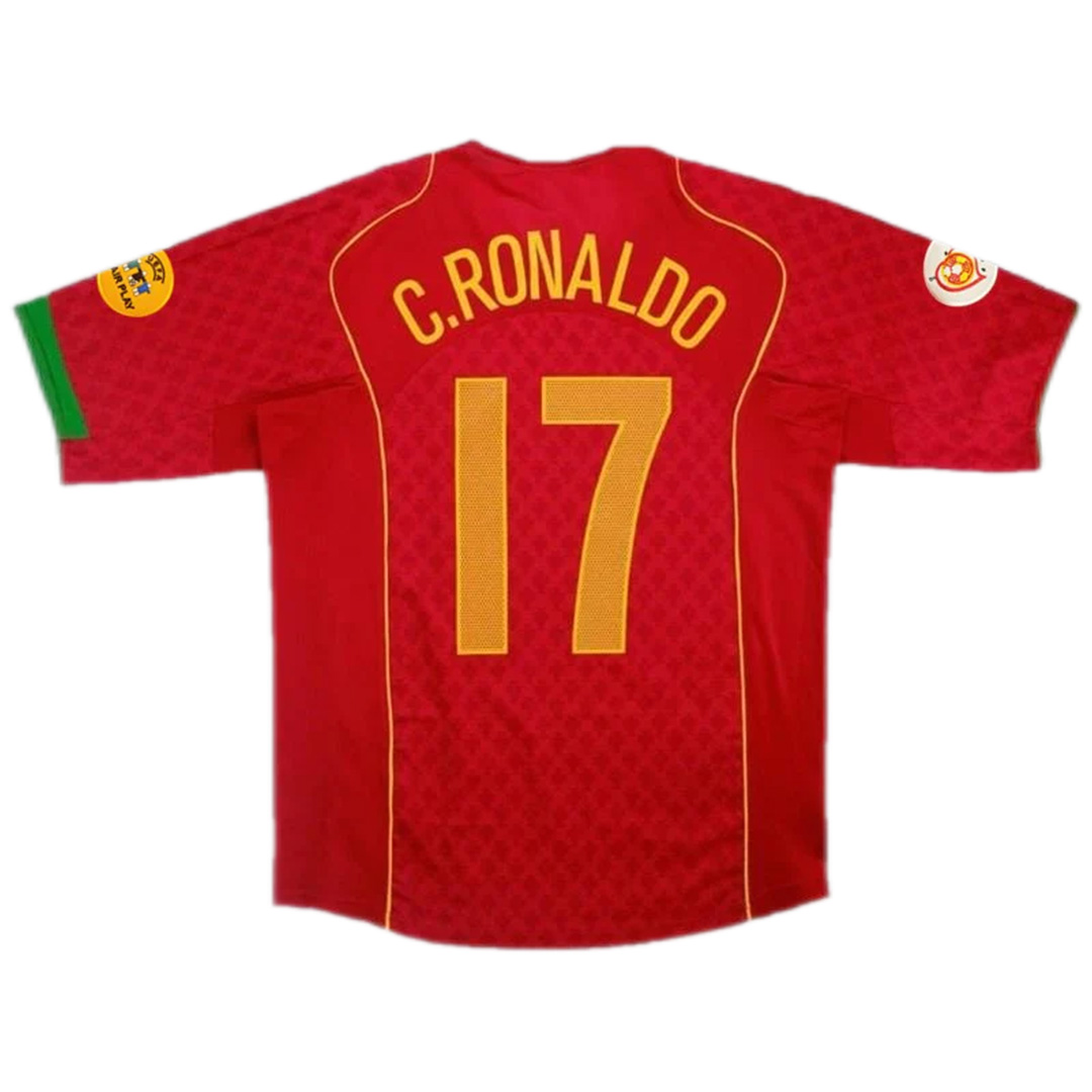 C.Ronaldo #17 Retro Portugal Home Jersey Euro 2004 - minejerseys