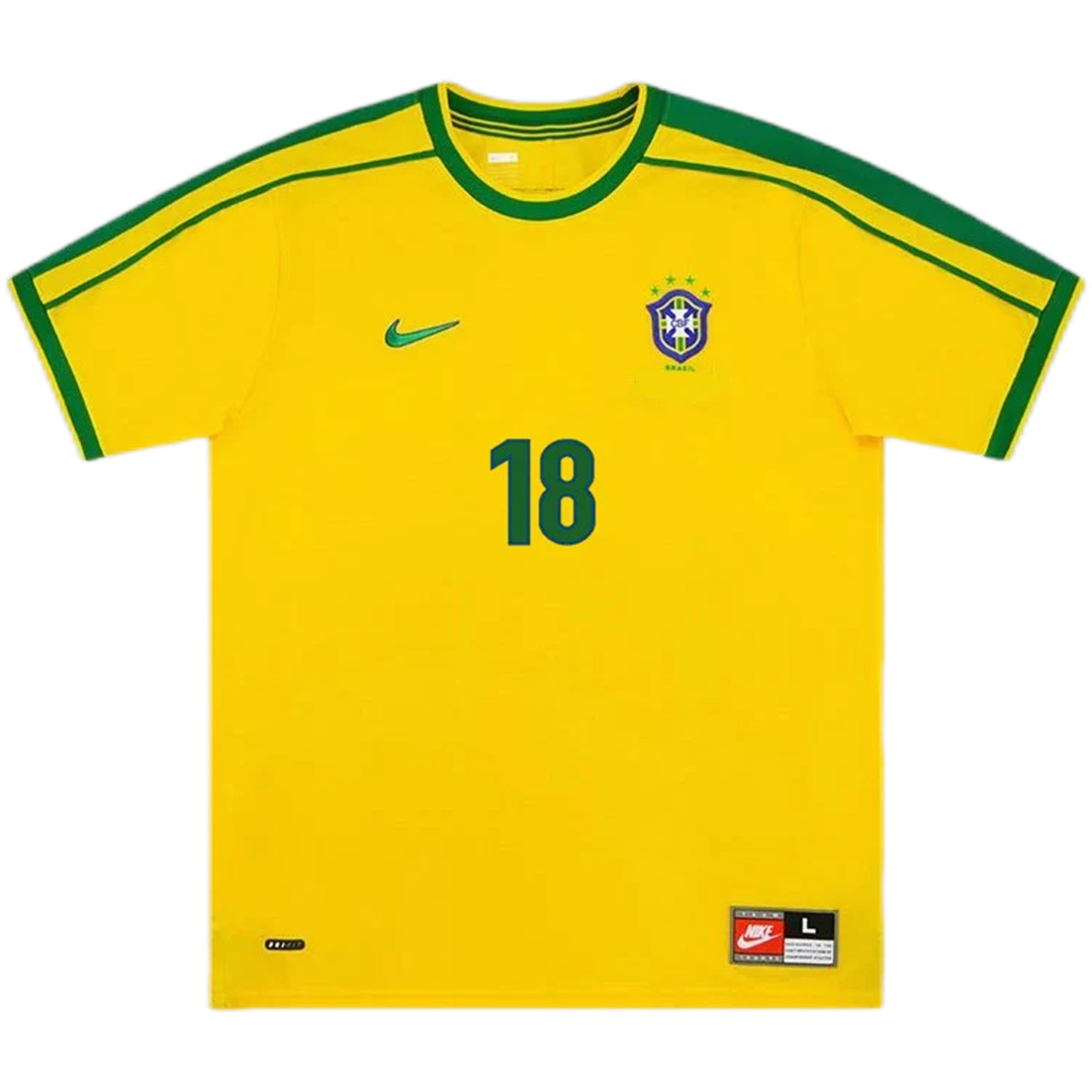 LEONARDO #18 Retro Brazil Home Jersey World Cup 1998 - minejerseys