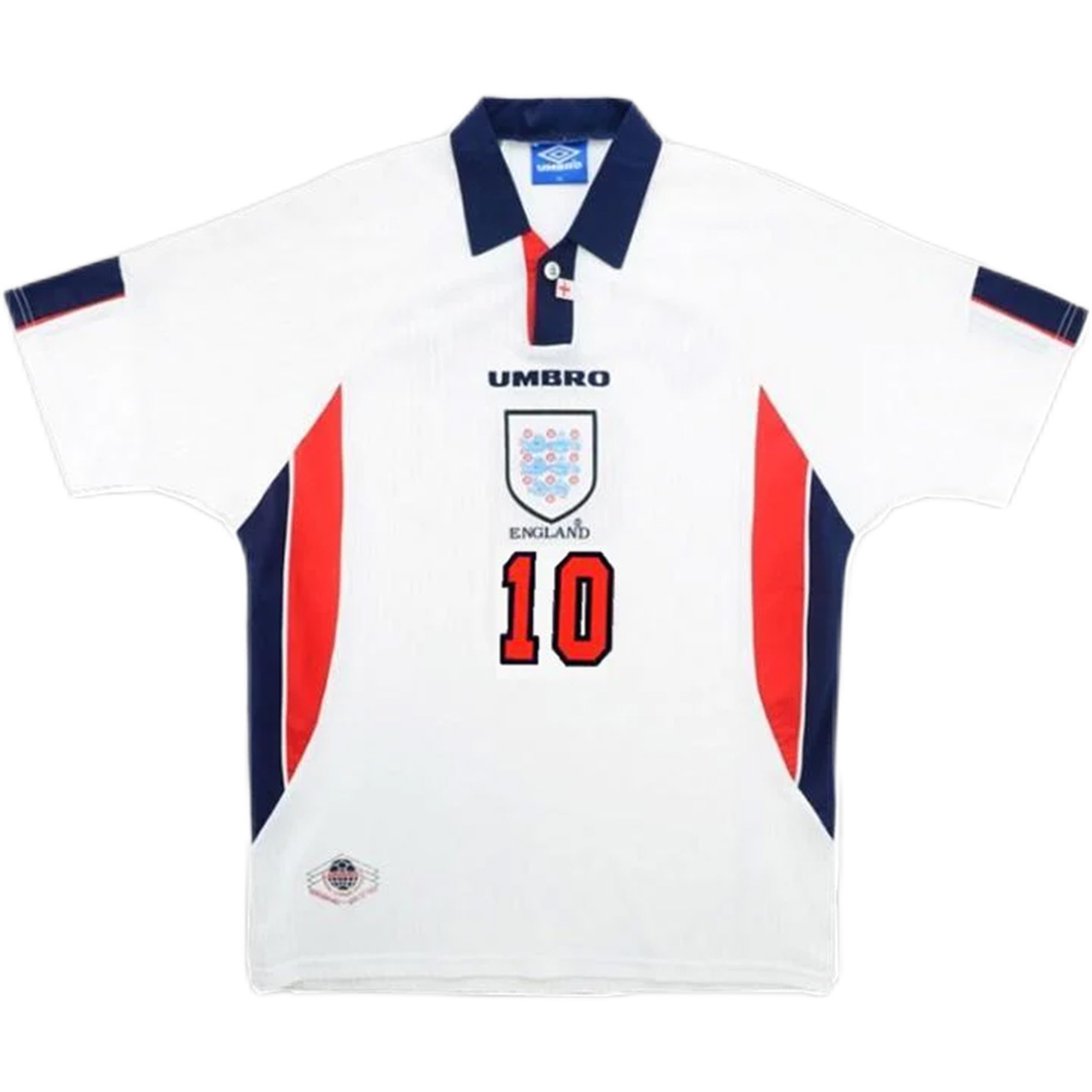 SHERINGHAM #10 Retro England Home Jersey World Cup 1998 - minejerseys