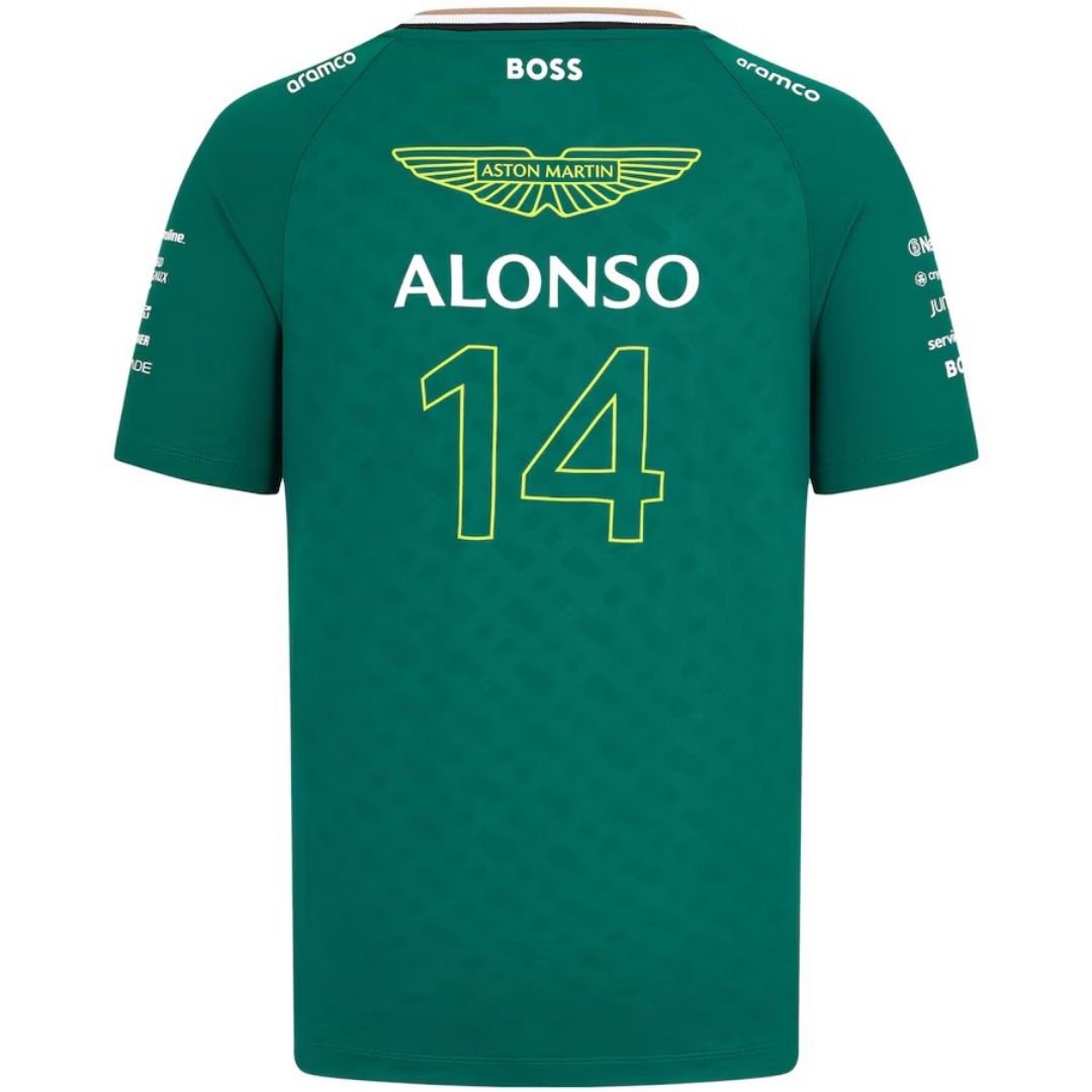 Discount Aston Martin Aramco Cognizant F1 Racing Team Fernando Alonso Driver T-Shirt 2024 - minejerseys