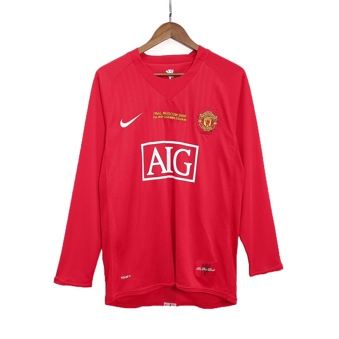 Retro Manchester United UCL Final Home Long Sleeve Jersey 2007/08 - minejerseys