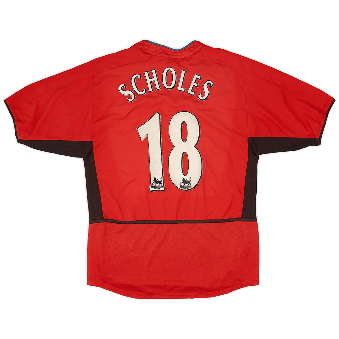 Scholes #18 Retro Manchester United Home Jersey 2002/04 - minejerseys