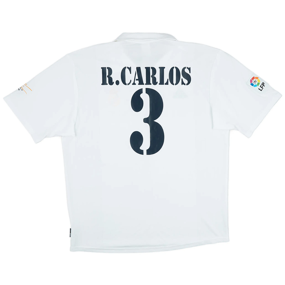 R.CARLOS #3 Retro Real Madrid Centenary Home Jersey 2002/03 - minejerseys