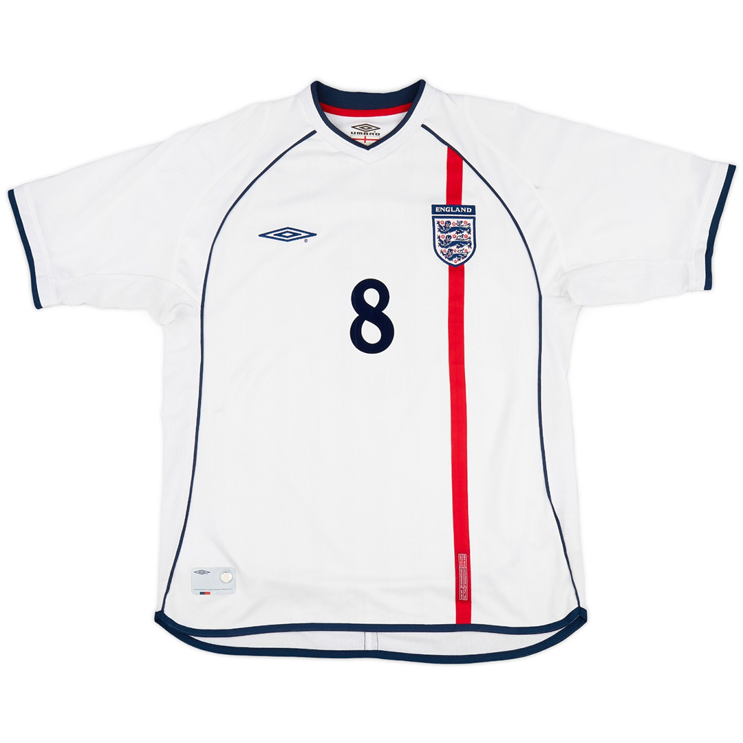 SCHOLES #8 Retro England Home Jersey World Cup 2002 - minejerseys