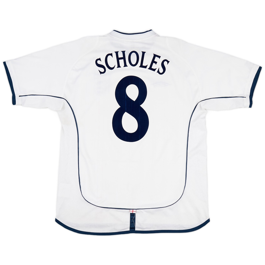 SCHOLES #8 Retro England Home Jersey World Cup 2002 - minejerseys