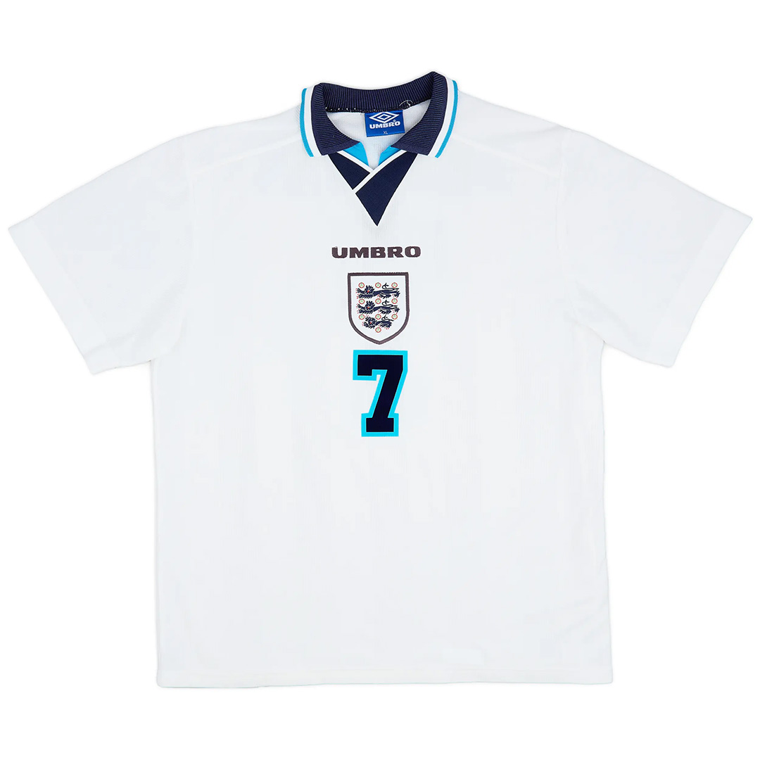 BECKHAM #7 Retro England Home Jersey Euro Cup 1996 - minejerseys