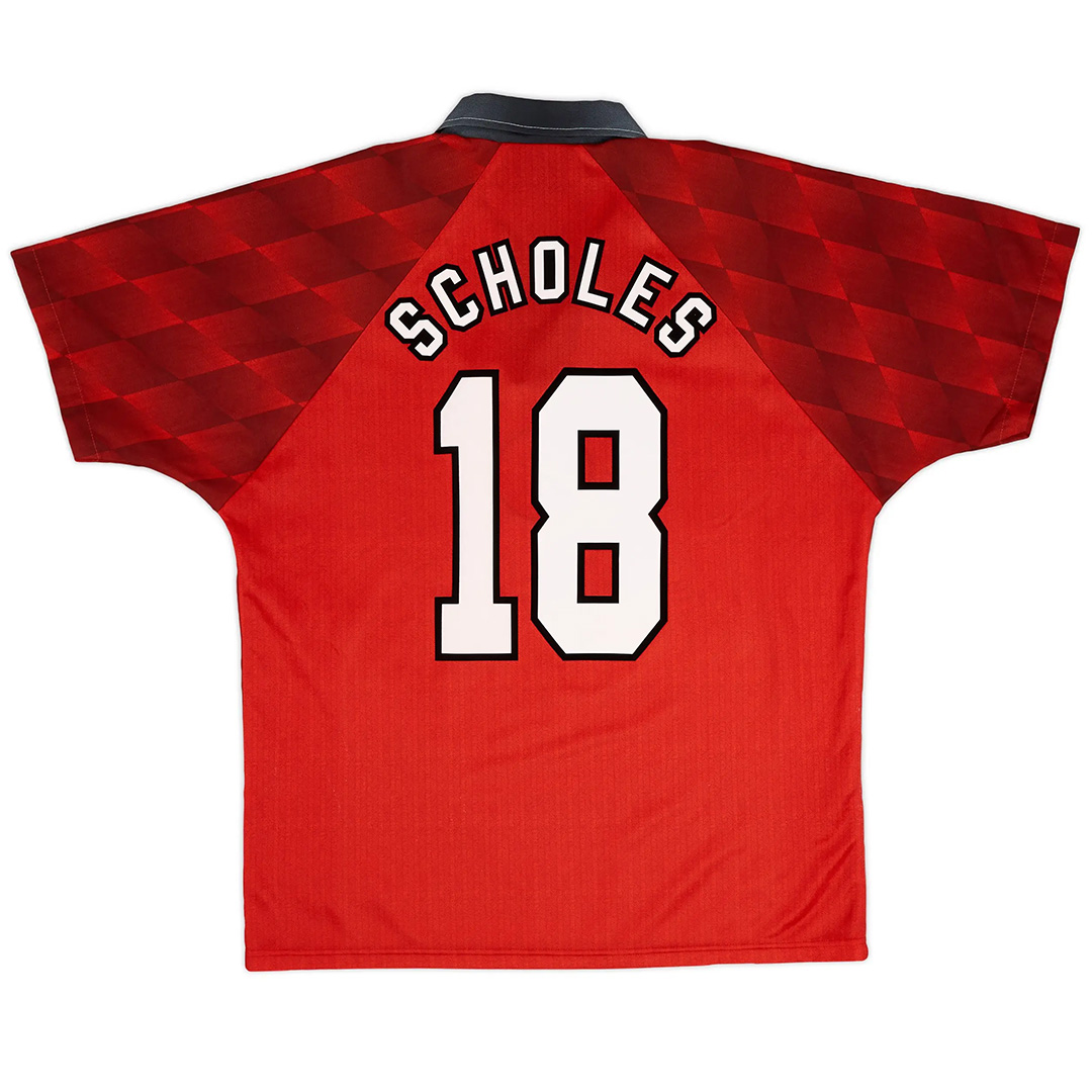 Scholes #18 Retro Manchester United Home Jersey 1996/98 - minejerseys
