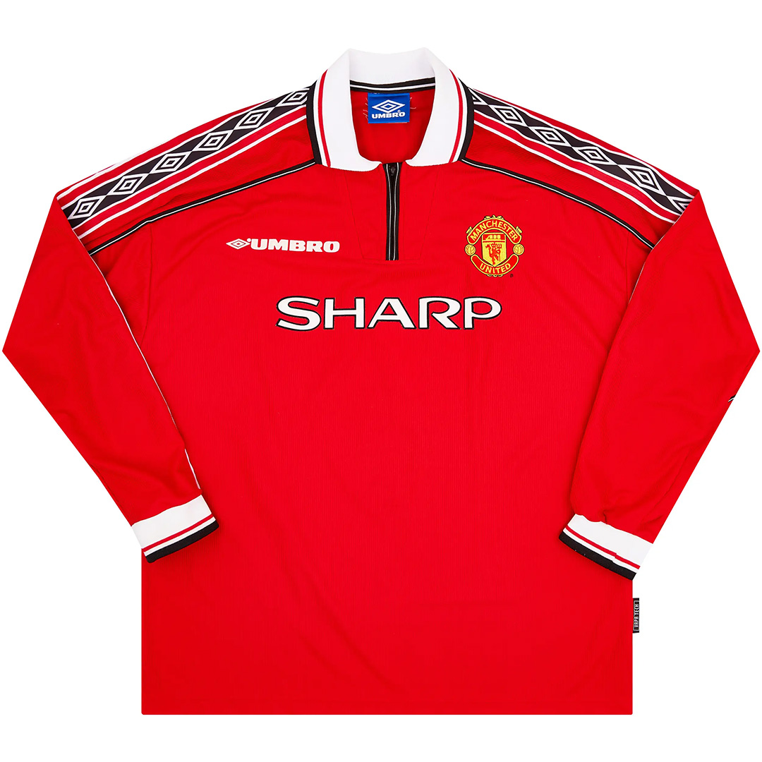 Beckham #7 Retro Manchester United Home Sleeve Sleeve Jersey 1998/00 - minejerseys