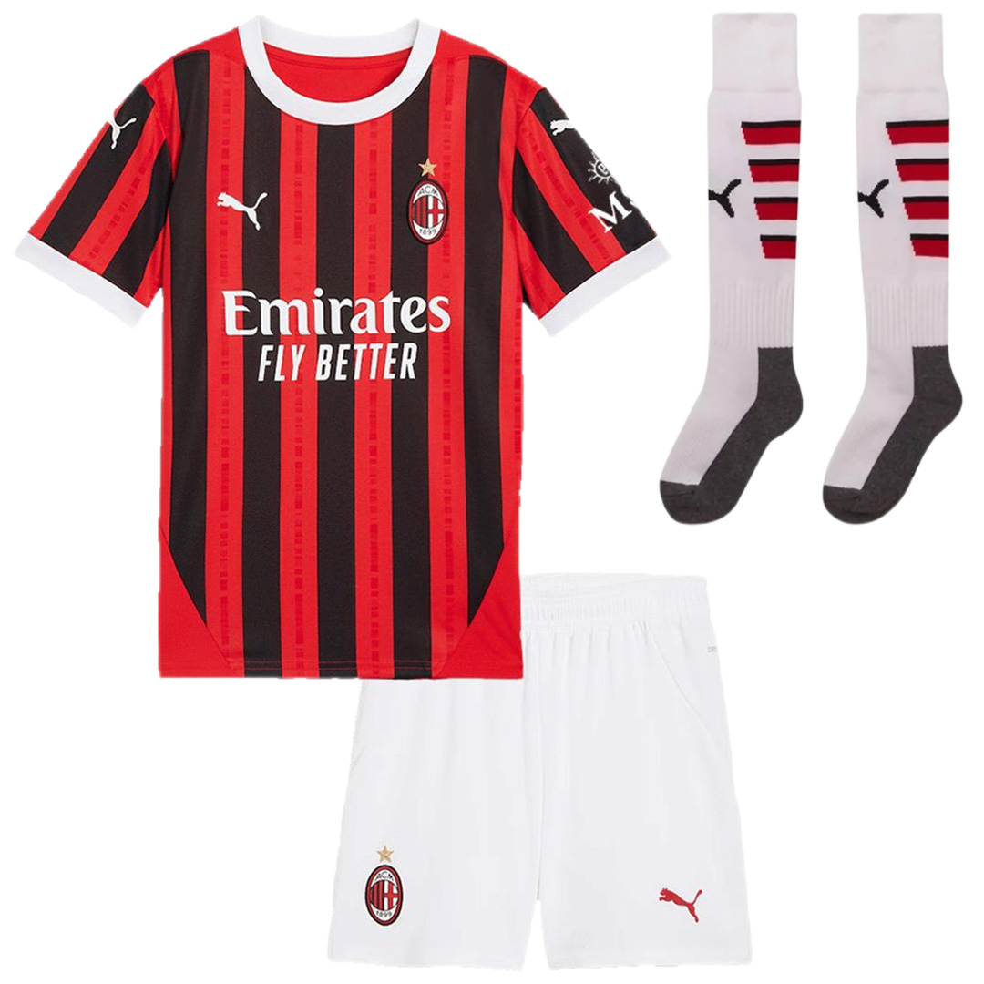 Kids AC Milan Home Full Kit(Jersey+Shorts+Socks) 2024/25 - minejerseys