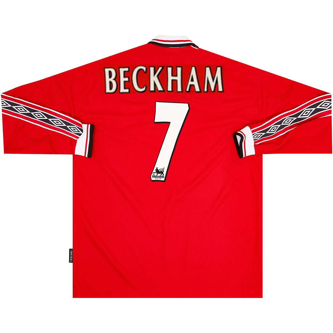 Beckham #7 Retro Manchester United Home Sleeve Sleeve Jersey 1998/00 - minejerseys