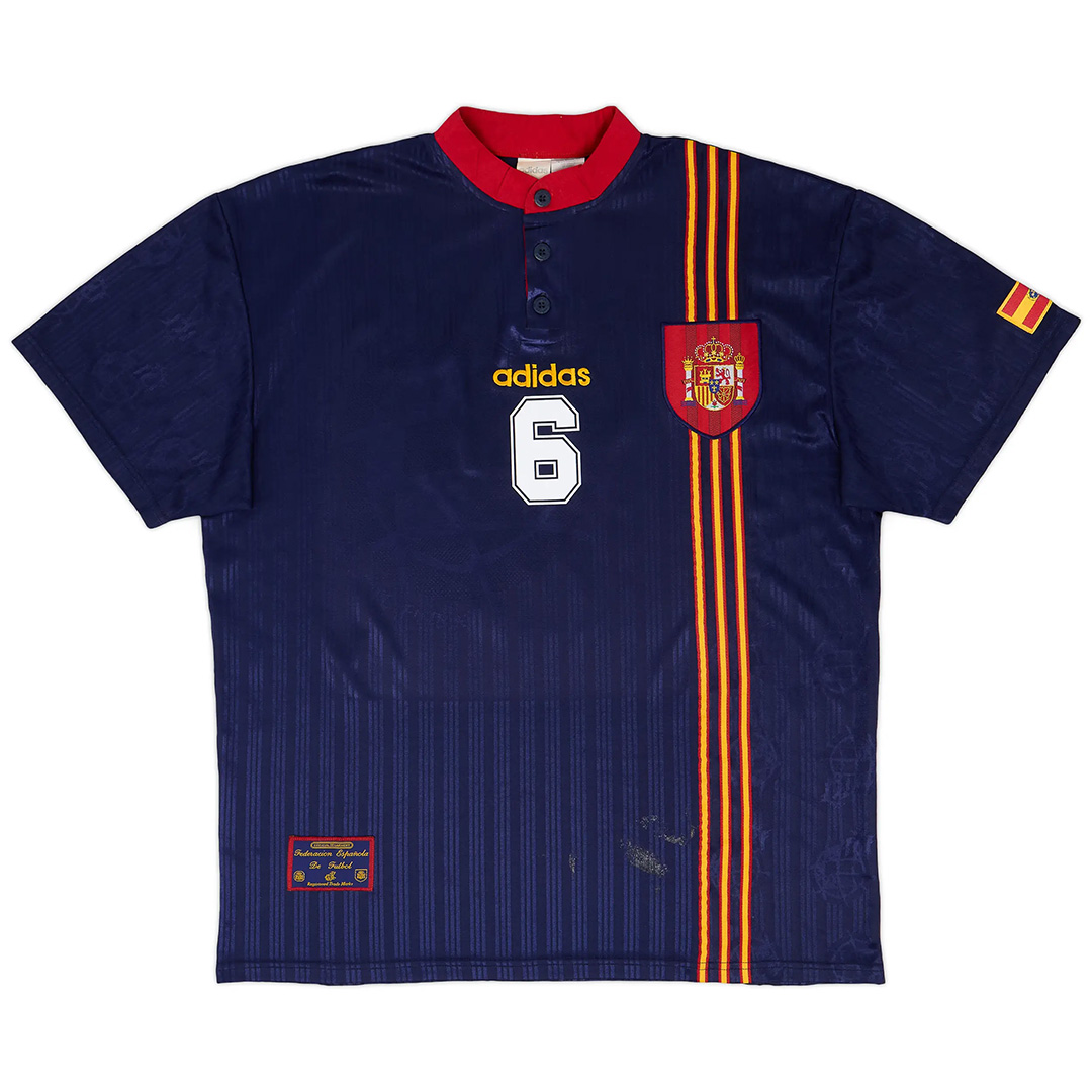 R. HIERRO #6 Retro Spain Away Jersey 1996 - minejerseys