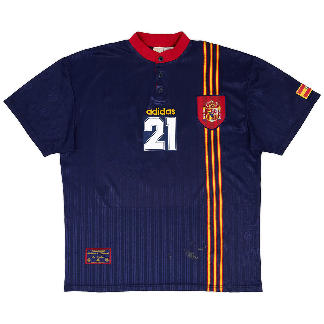 LUIS ENRIQUE #21 Retro Spain Away Jersey 1996 - minejerseys
