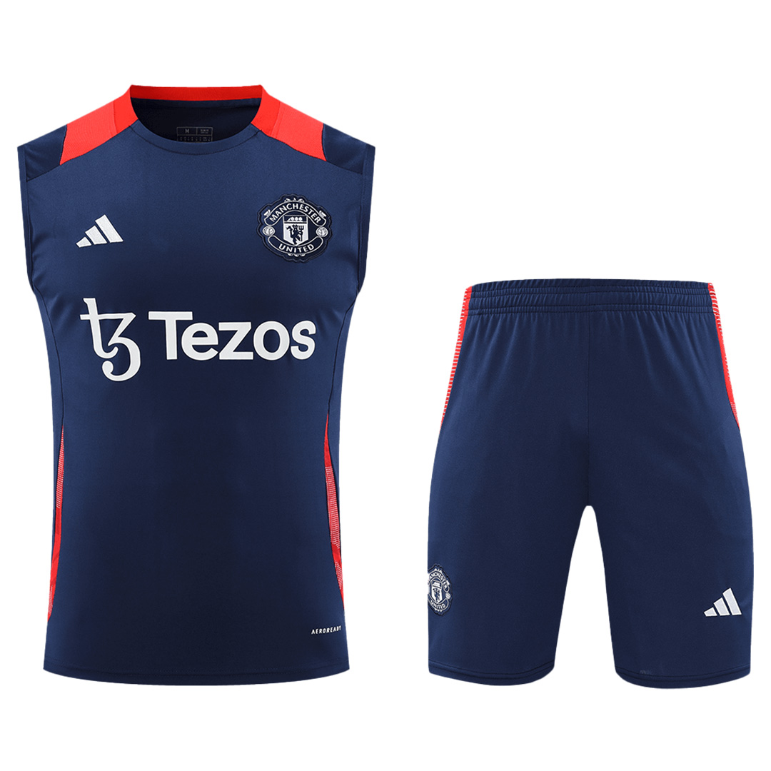 Manchester United Pre-Match Vest Kit(Jersey+Shorts) 2024/25 - minejerseys