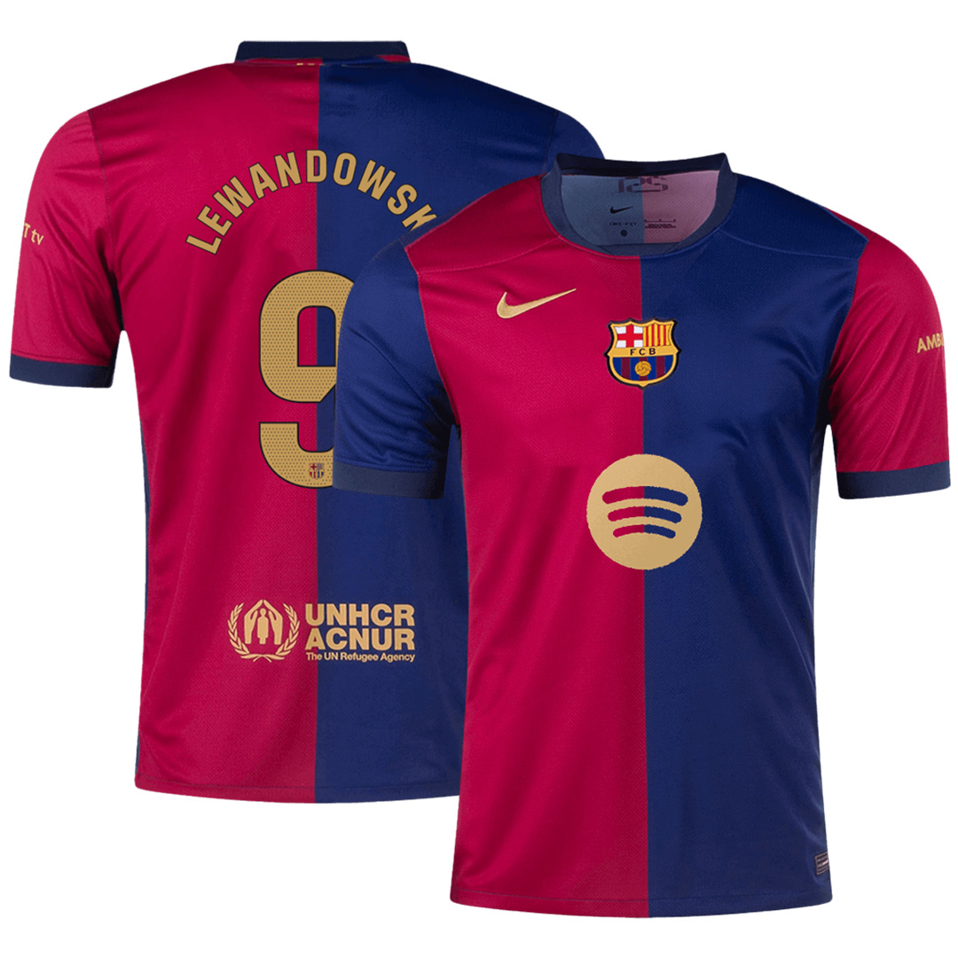 LEWANDOWSKI #9 Barcelona Home Spotify Logo Without Text Jersey 2024/25 - minejerseys