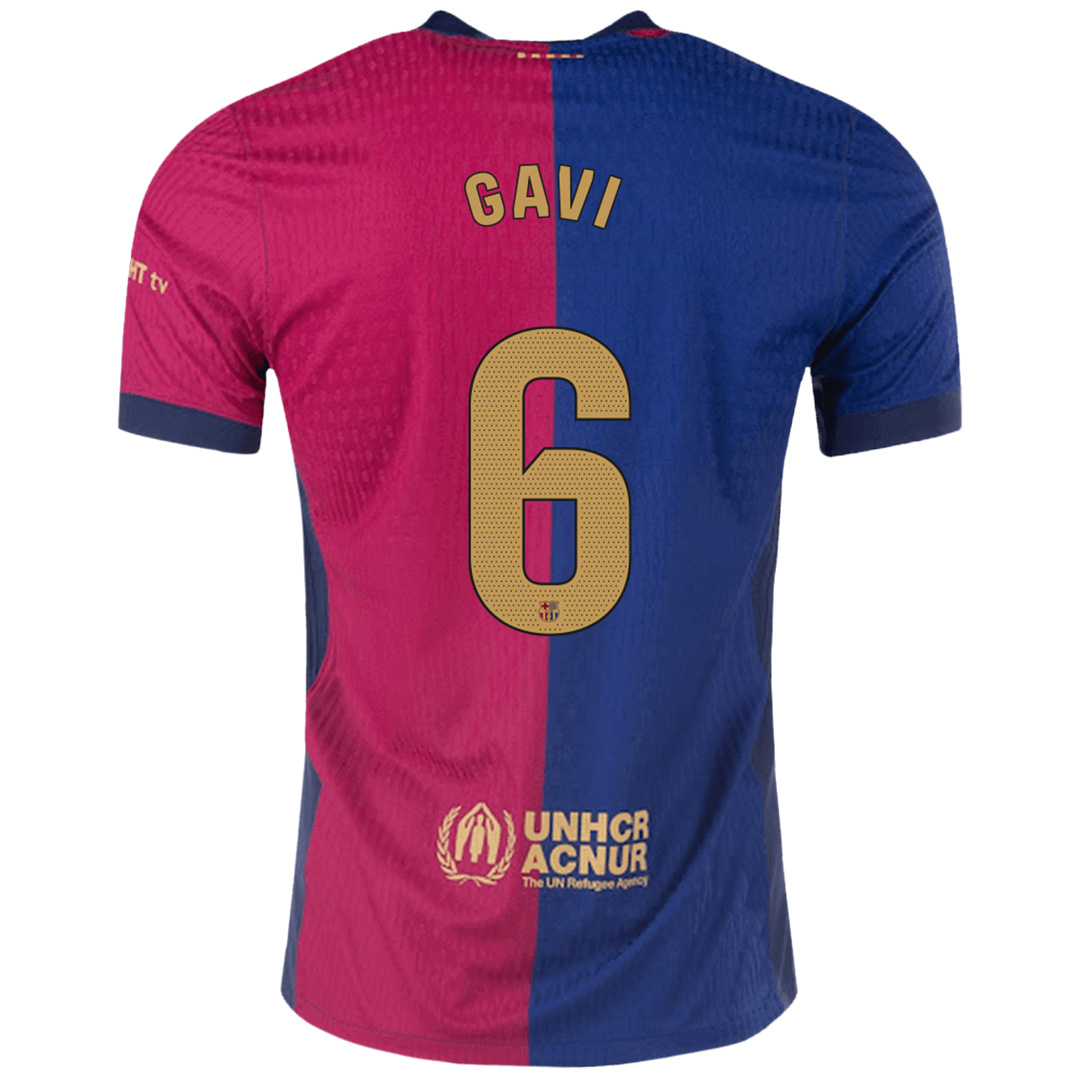 GAVI #6 Barcelona Home Spotify Logo Without Text Match Jersey 2024/25 - minejerseys