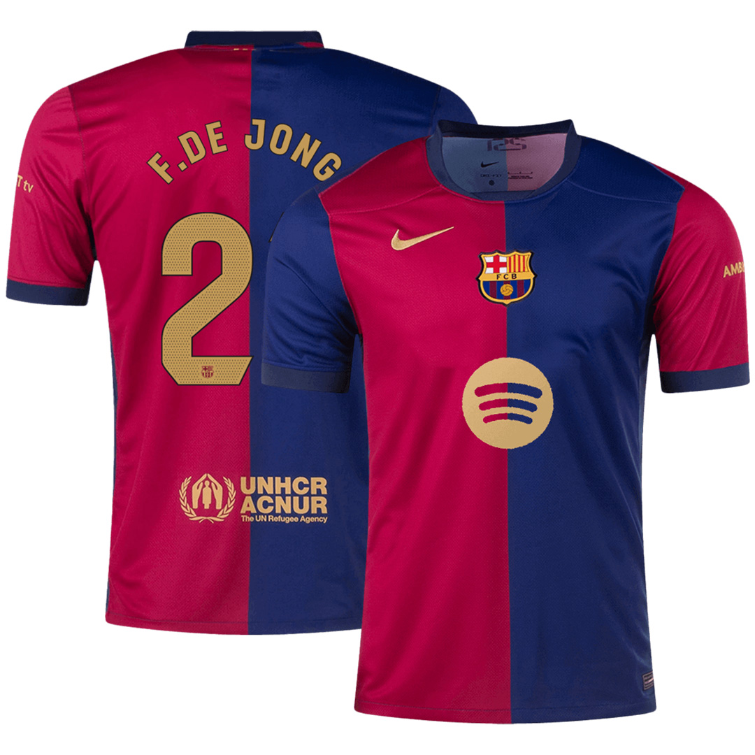 F.DE JONG #21 Barcelona Home Spotify Logo Without Text Jersey 2024/25 - minejerseys
