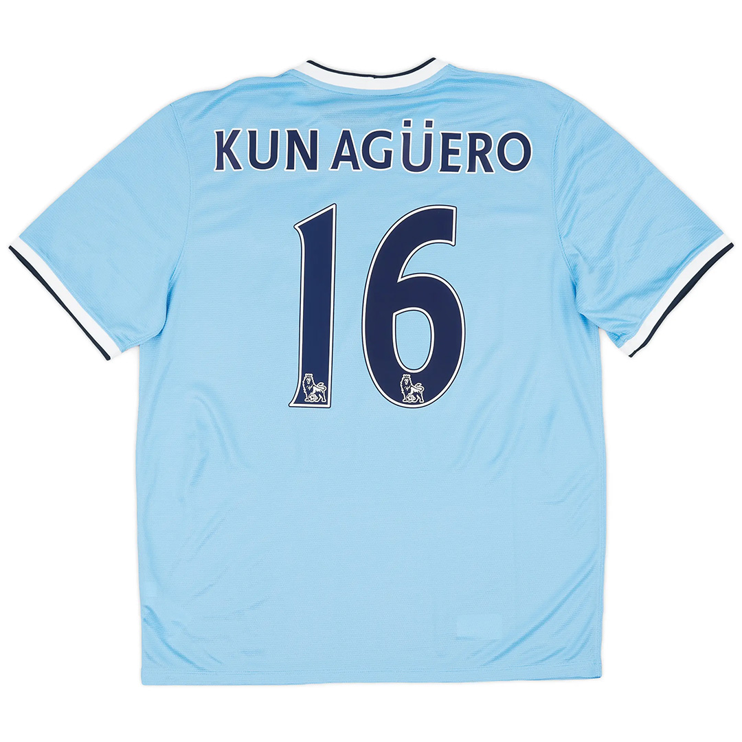 KUN AGÜERO #16 Retro Manchester City Home Jersey 2013/14 - minejerseys