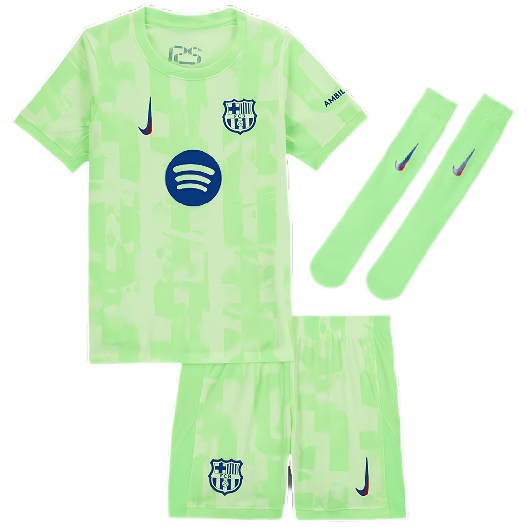 Kids Barcelona Third Spotify Logo Without Text Full Kit 2024/25 - minejerseys