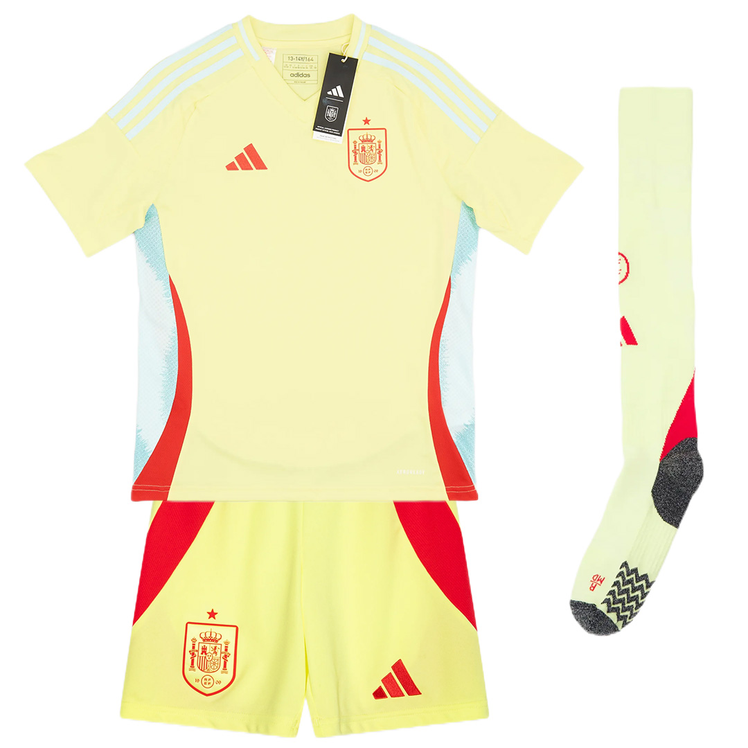Kids Spain Away Full Jersey Kit Euro 2024 - minejerseys